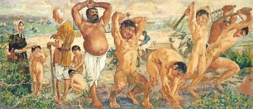 シュ・ベイホン・ジュ・ペオン Painting - 愚かな老人のための研究 1940 1 油の中の徐悲紅